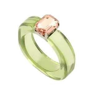 Acrylic jelly design statement ring - green + pink